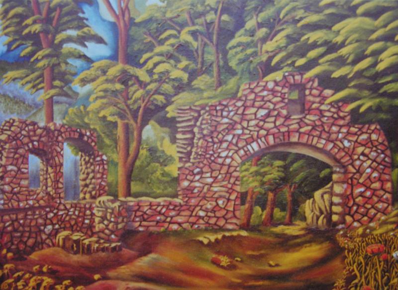 Burgruine Schwarzenberg, 1975, Öl-Leinen, 70x50.jpg